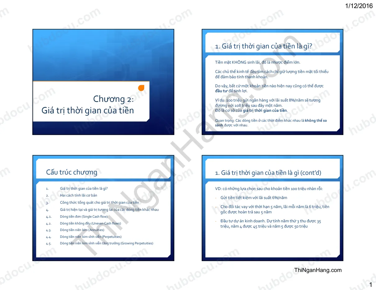 Slide chương 2 môn Tài chính tiền tệ: Giá trị thời gian của tiền
