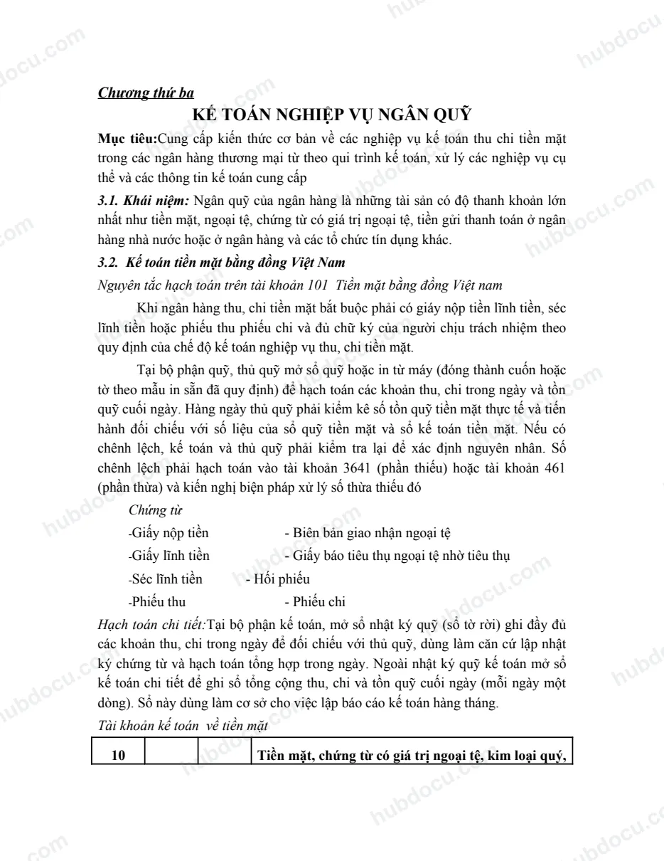 Giáo trình Kế toán ngân hàng - C3. Kế toán nghiệp vụ ngân quỹ