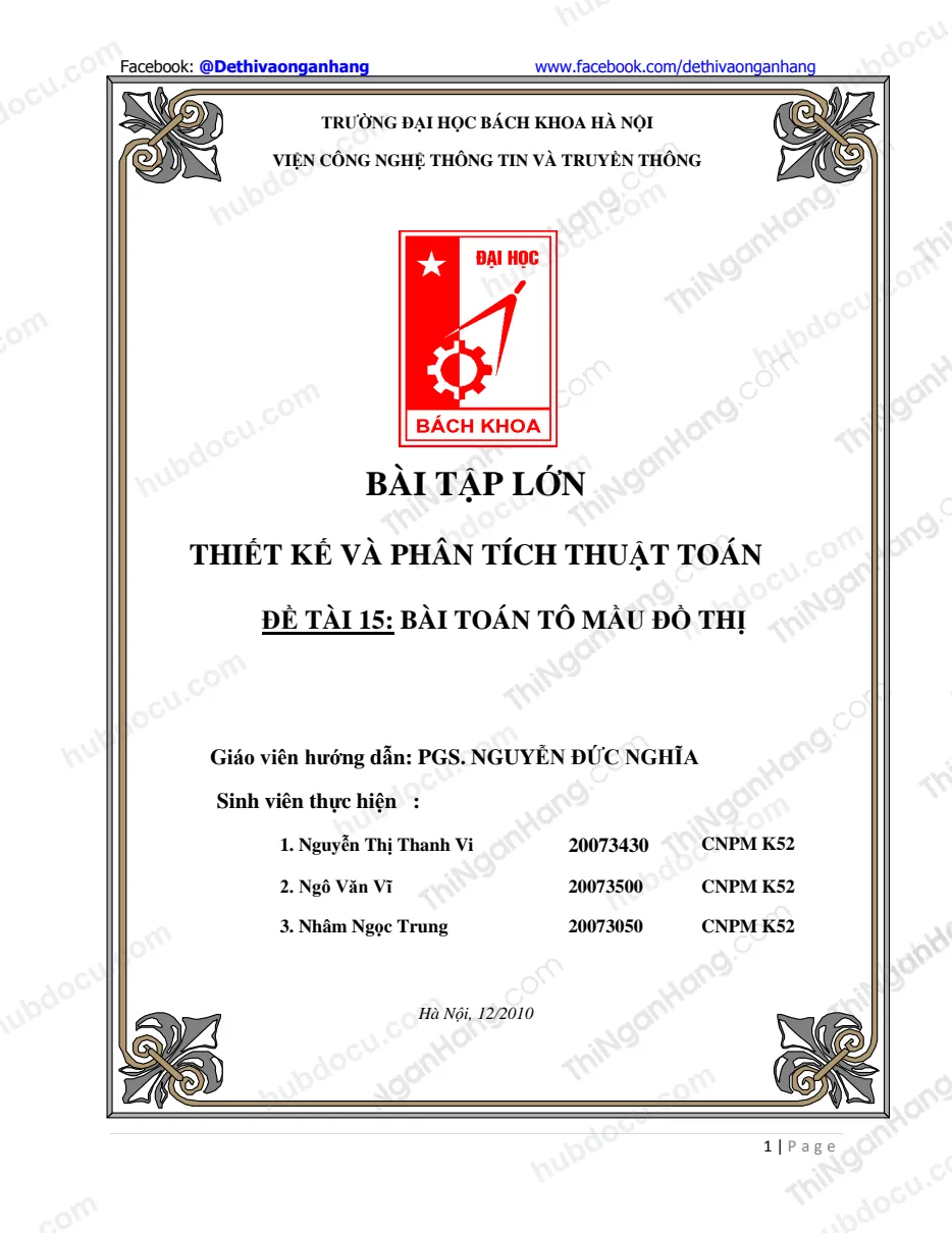Bài tập lớn - Phân tích thiết kế và phân tích thuật toán