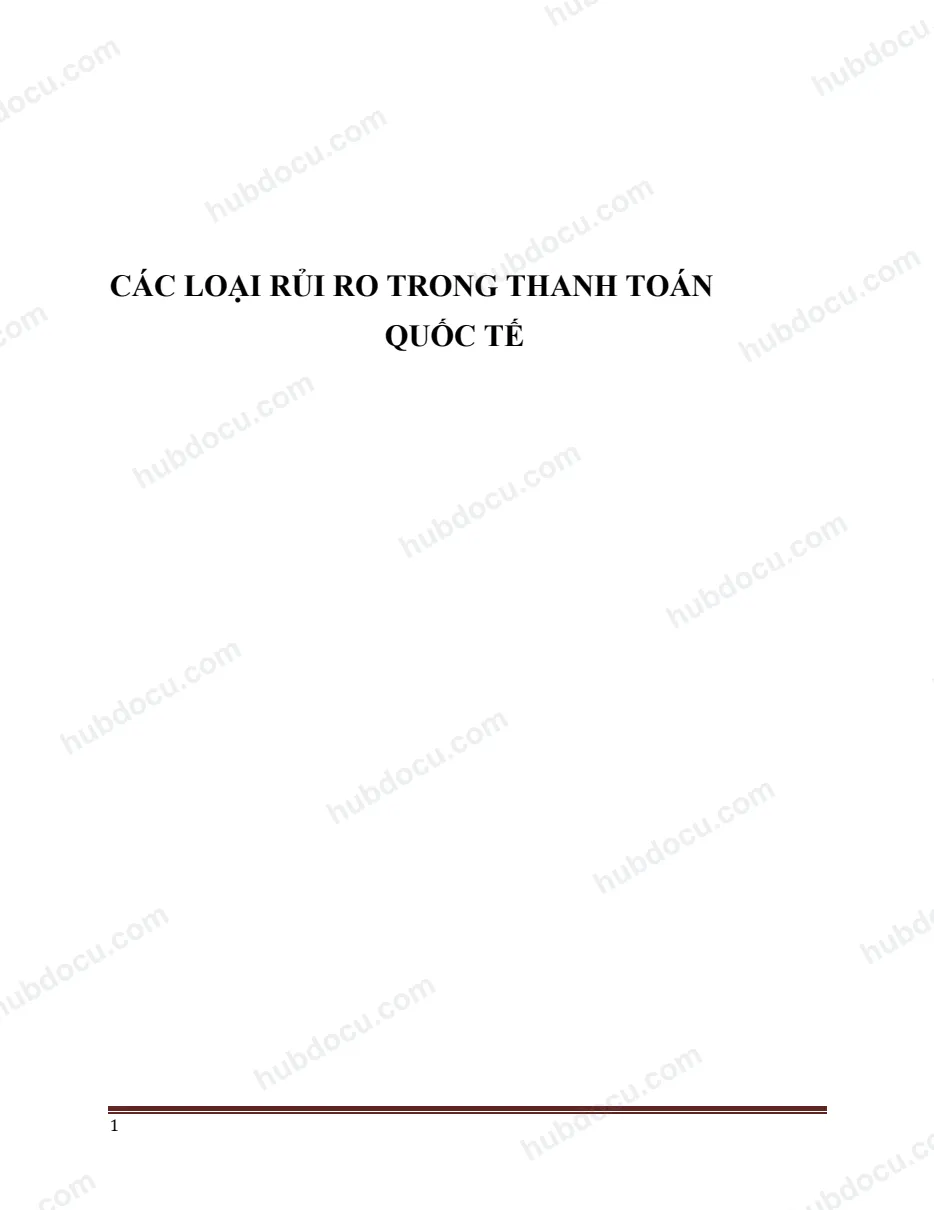 Các loại rủi ro trong Thanh toán quốc tế
