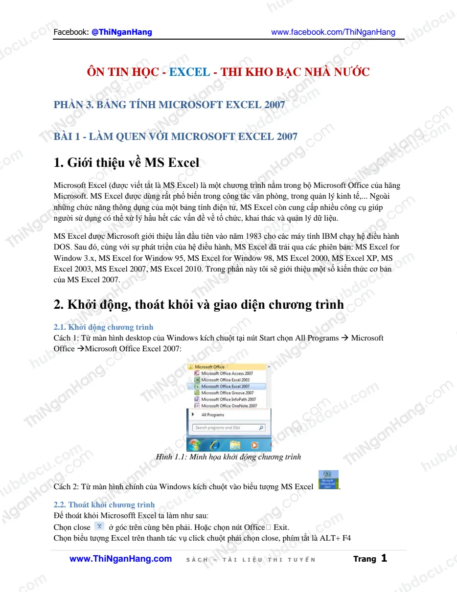 Ôn thi Kho bạc Nhà nước - (10) Tin học - Excel
