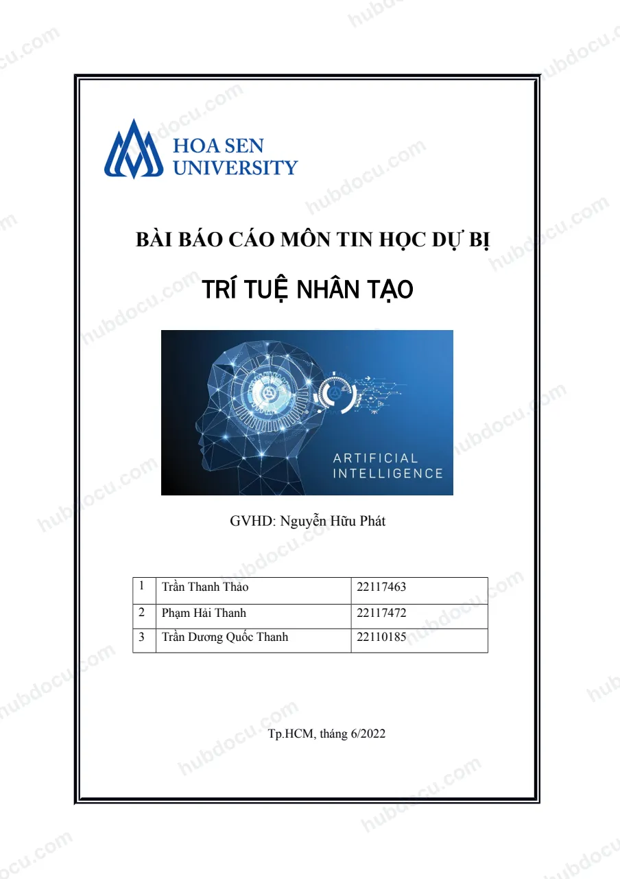 Bài báo cáo môn tin học dự bị trí tuệ nhân tạo