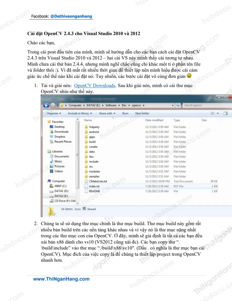 Hướng dẫn cài đặt OpenCV 2.4.3 cho Visual Studio 2010 và 2012
