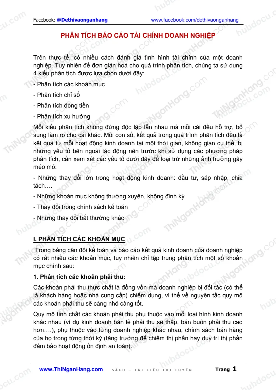 Hướng dẫn phân tích tài chính doanh nghiệp
