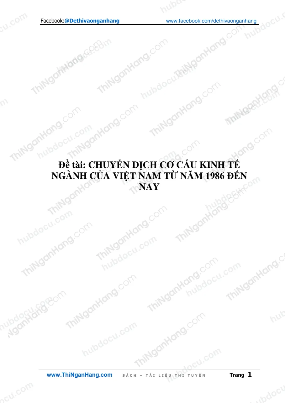 Tiểu luận - Chuyển dịch cơ cấu kinh tế ngành của Việt Nam từ 1986 đến nay