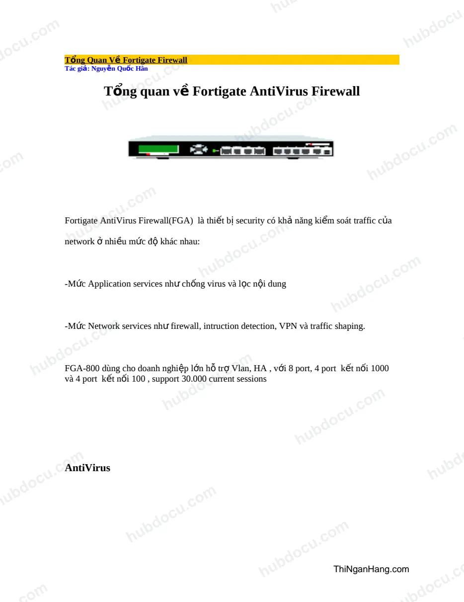 Tổng quan về Fortigate Antivirus Firewall