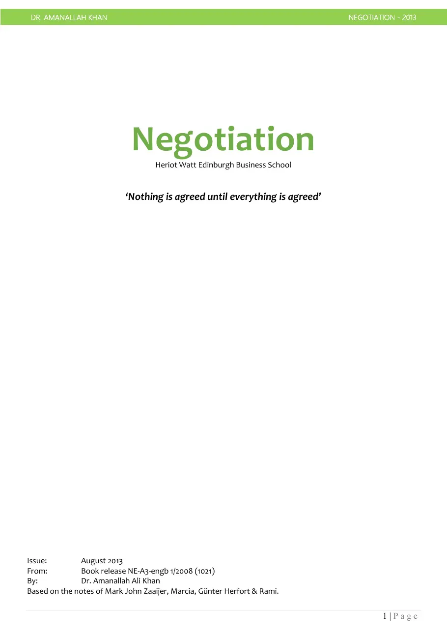 Negotiation (Module 1) (Đàm phán) - Amanallah Ali Khan