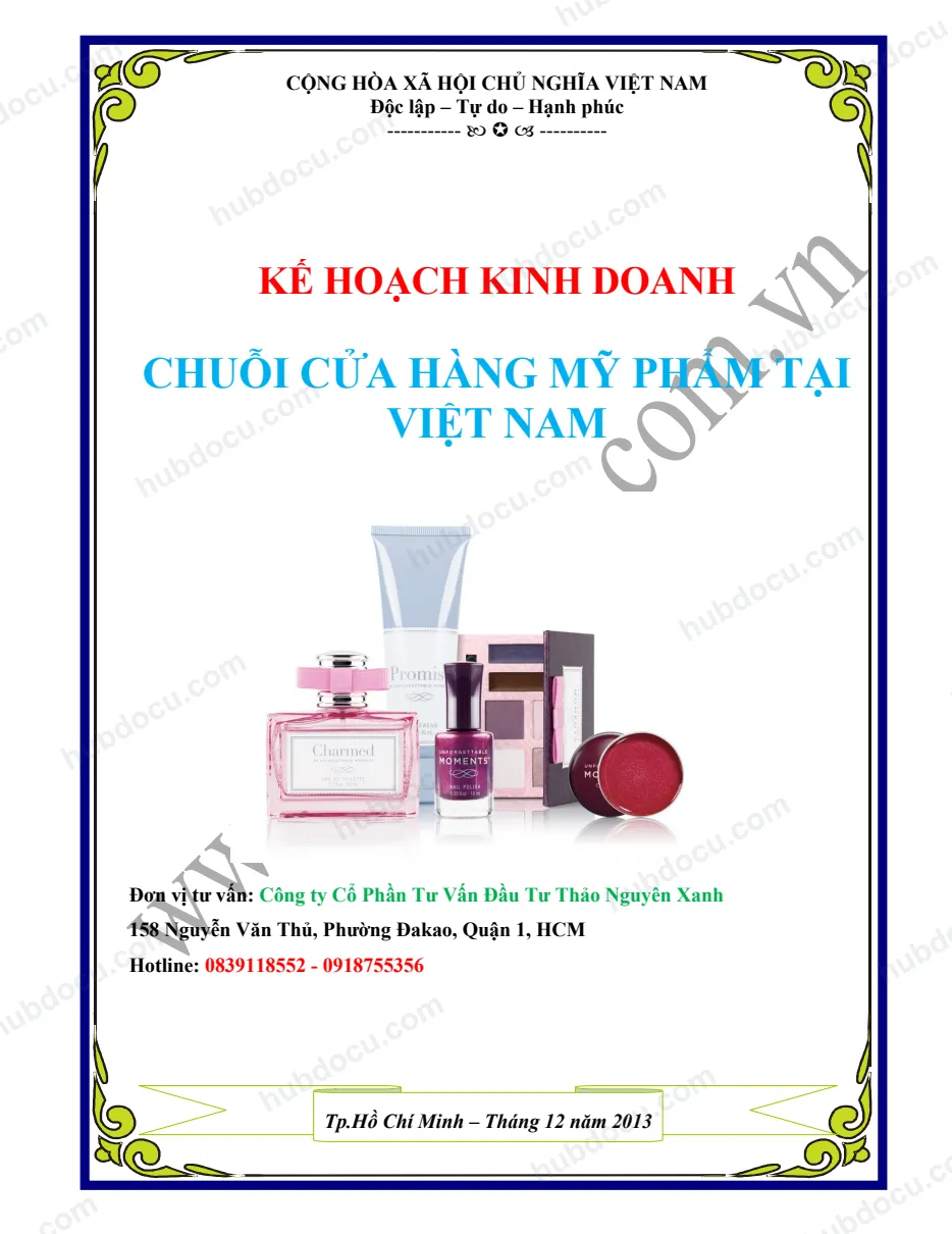 Dự án kinh doanh - Chuỗi cửa hàng mỹ phẩm tại Việt Nam