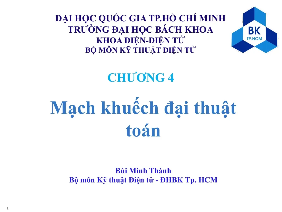 Mạch khuếch đại thuật toán (Chương 4) - Bùi Minh Thành