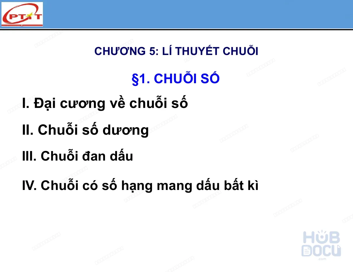 Giải tích 1 - Chương 5. Lý thuyết chuỗi