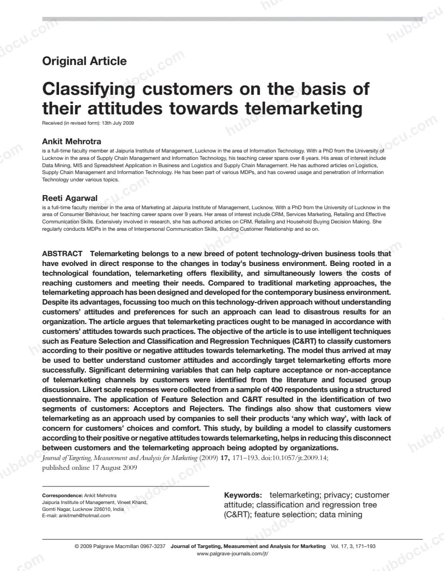 Classifying-customers-on-the-basis-of-their-attitudes-towards-telemarketing