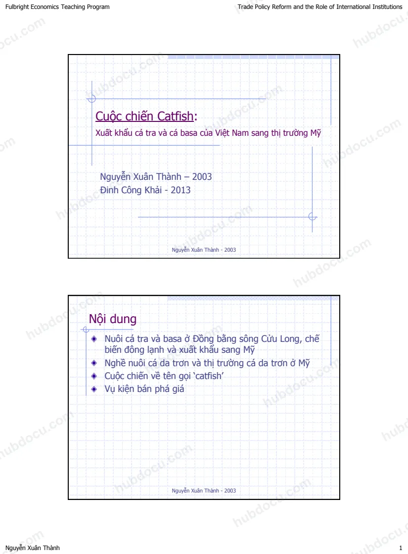 Cuộc chiến Catfish. Xuất khẩu Cá tra, cá basa của Việt Nam sang Mỹ (Full Bright)