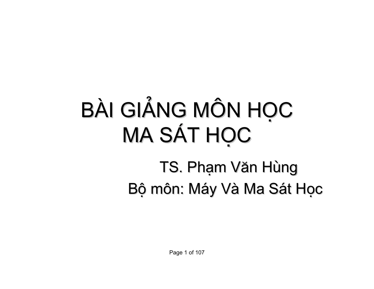 Ma sát học - Phạm Văn Hùng