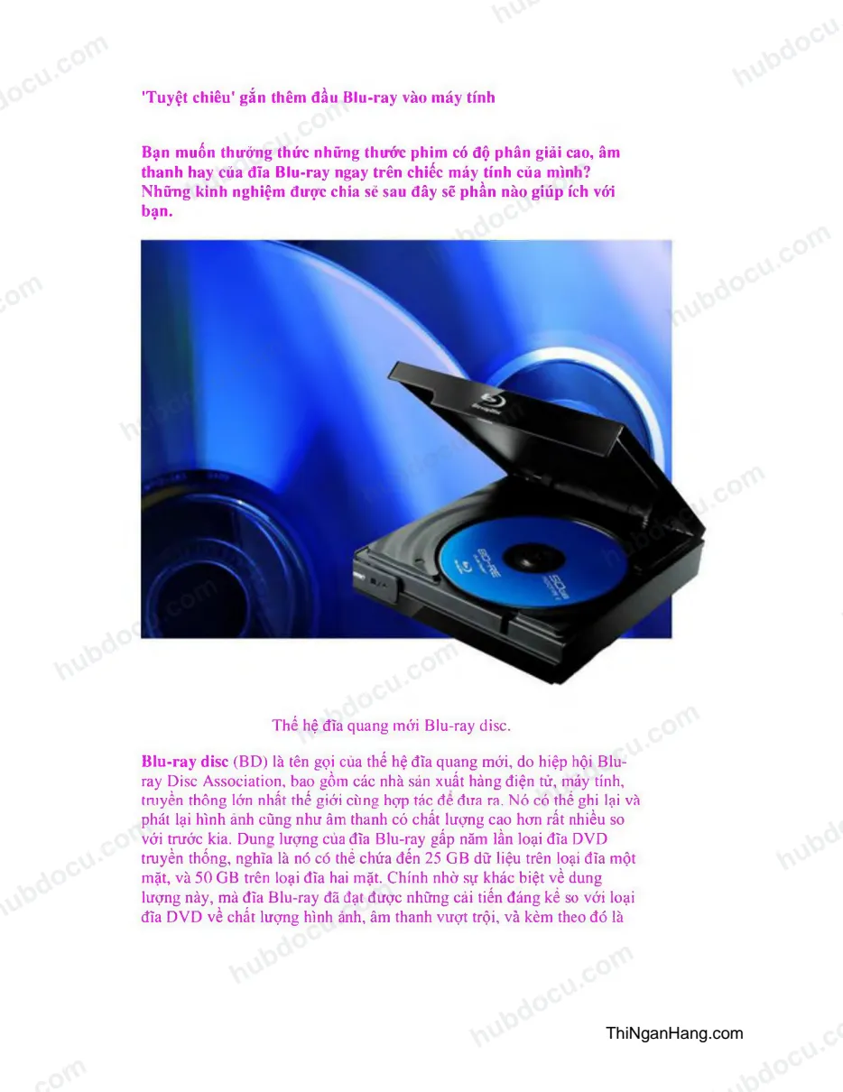 Tuyệt chiêu gắn thêm đầu Blu-ray vào máy tính
