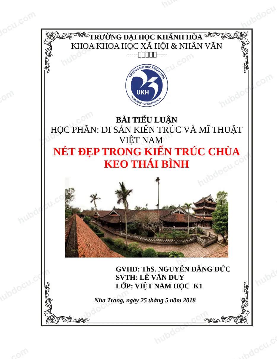 Bài tiểu luận - Mẫu về Kiến trúc mĩ thuật Việt Nam