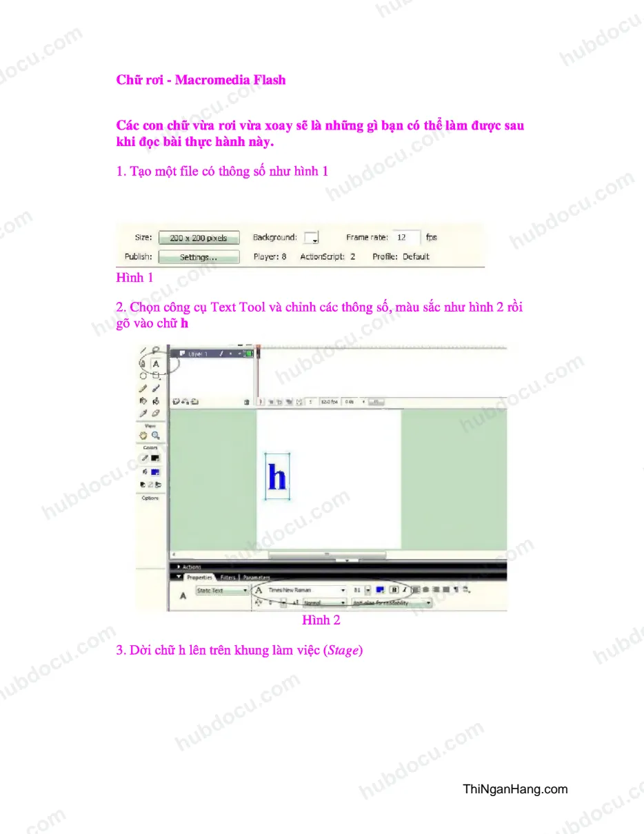 Tạo chữ rơi - Macromedia Flash