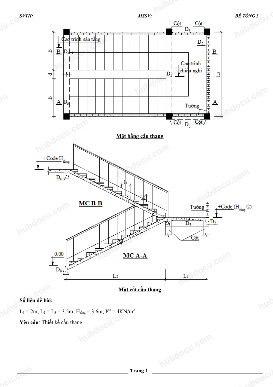 Cách Tính Cầu Thang 2 Vế Dạng 3