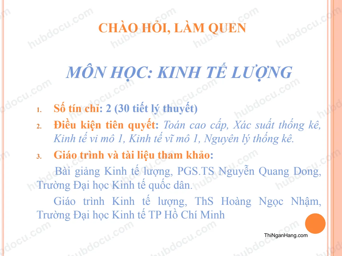 Slide bài giảng Kinh tế lượng - ĐH Hàng Hải Việt Nam