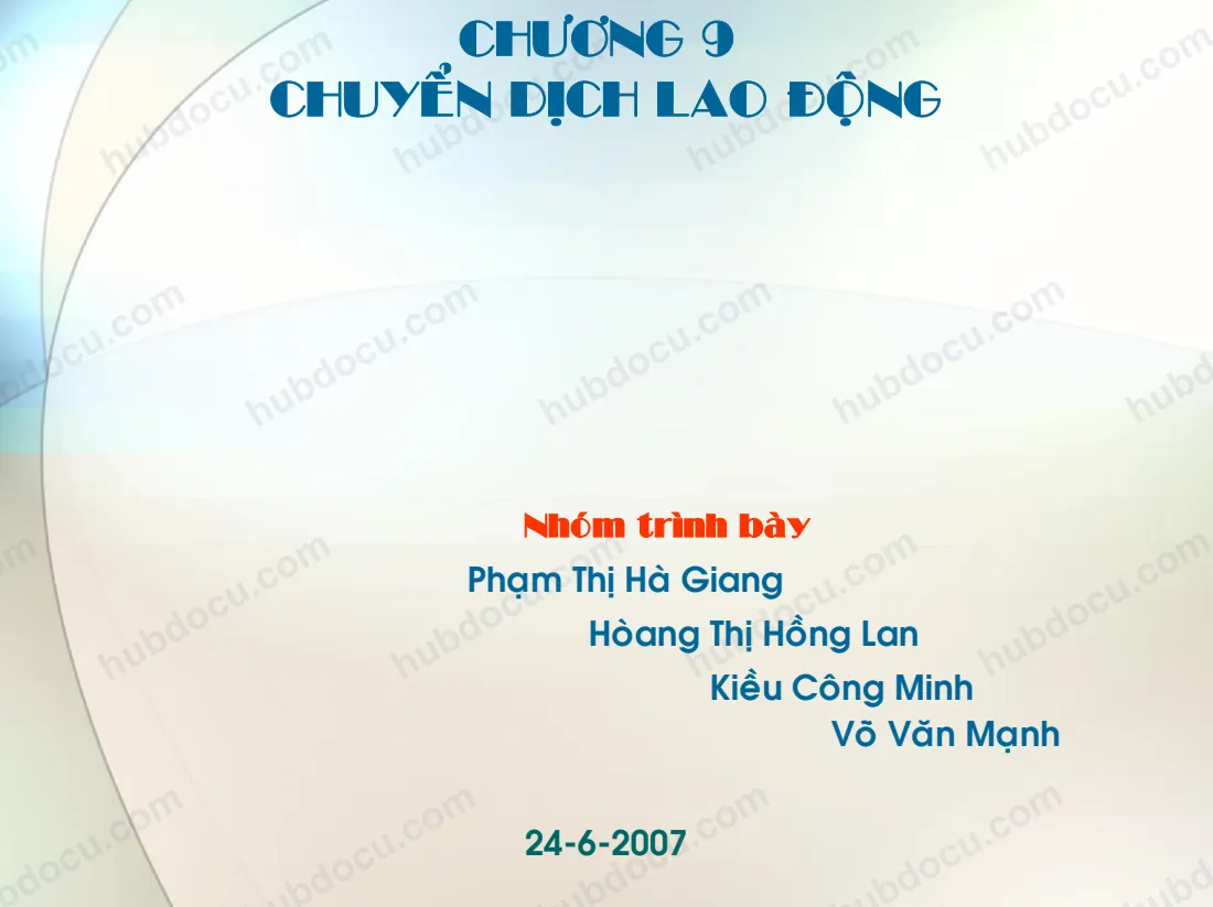 Bài giảng Chương 9 - Chuyển dịch lao động