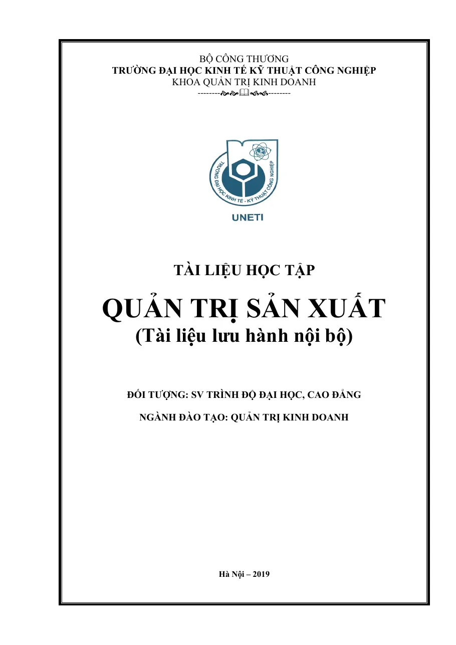 Tài liệu Quản trị sản xuất - ThS.Phạm Trung Hải
