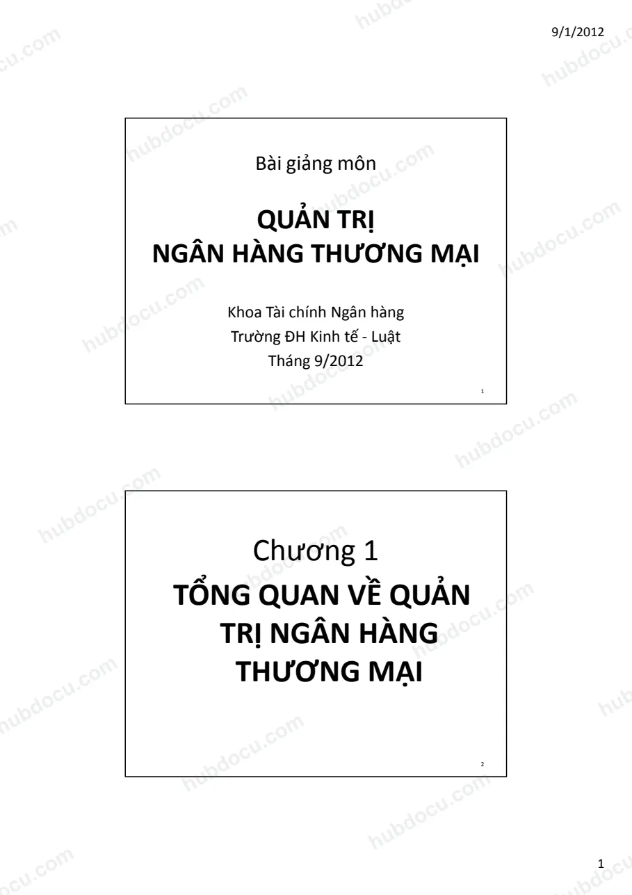 Bài giảng Quản trị ngân hàng thương mại - ĐH Kinh tế - Luật