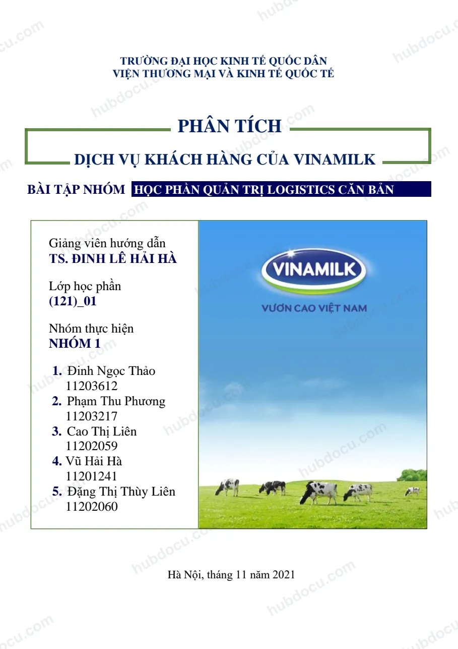 Dịch vụ khách hàng của Vinamilk - Quản trị Logistics căn bản