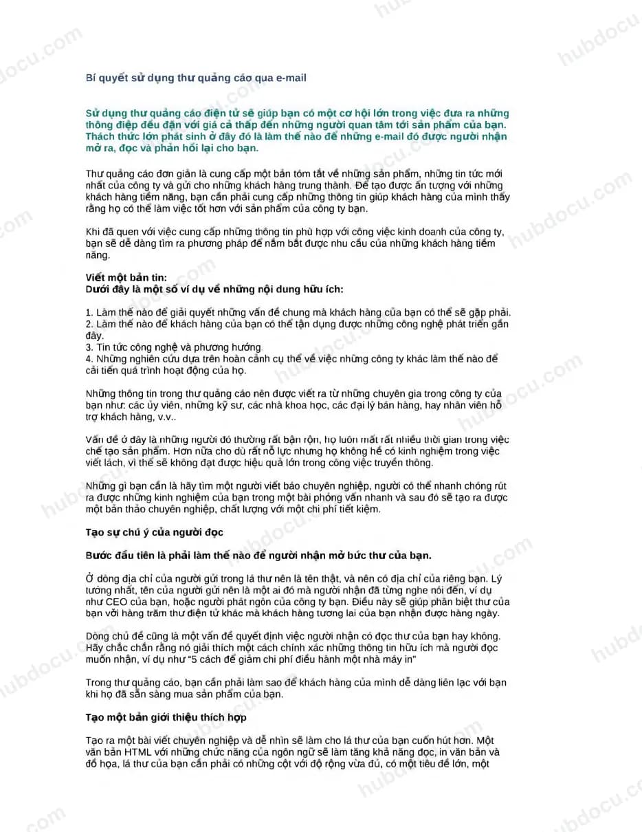 Bí quyết sử dụng thư quảng cáo qua Email