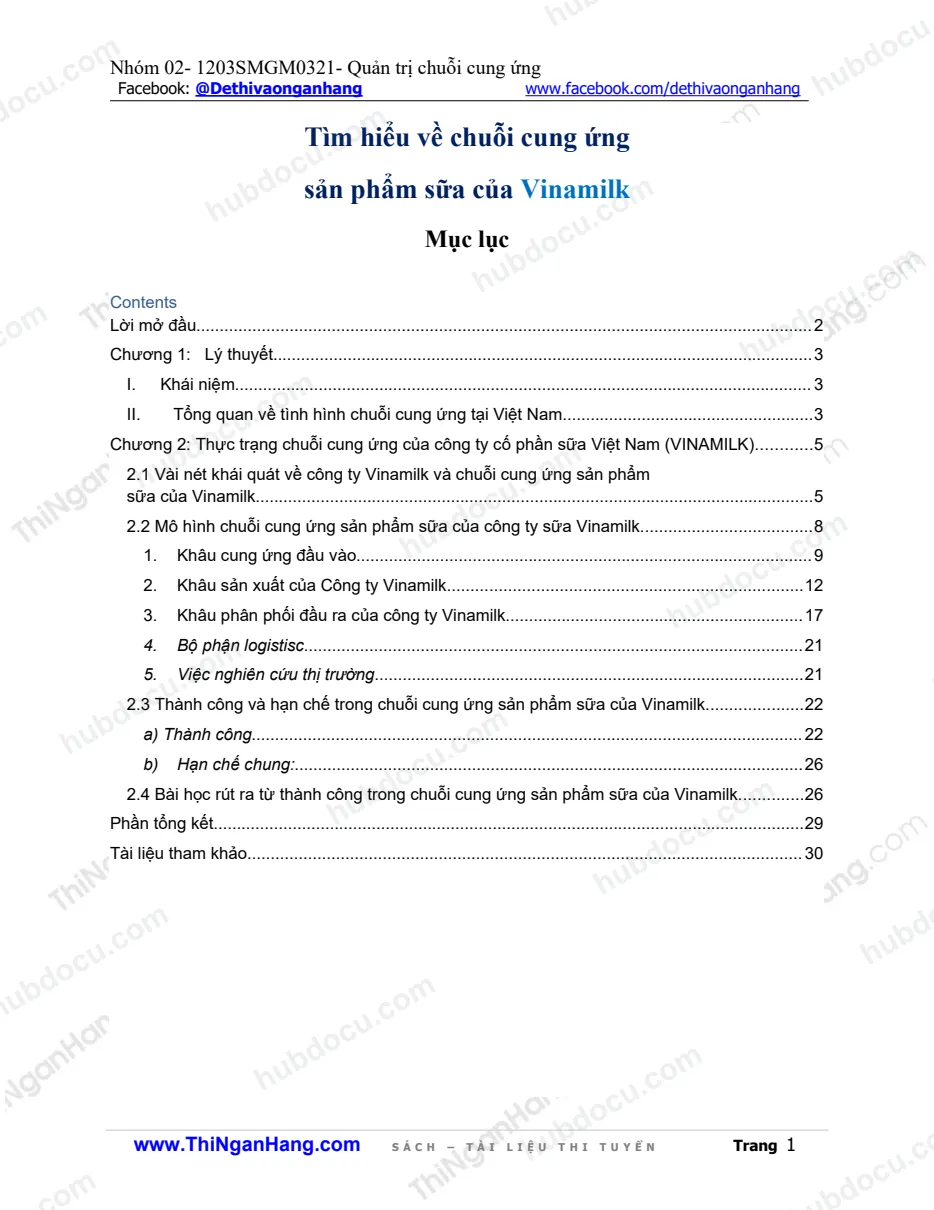 Tiểu luận - Tìm hiểu chuỗi cung ứng của Sản phẩm Sữa Vinamilk
