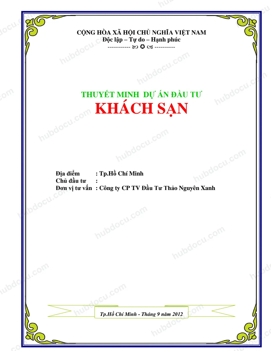Dự án đầu tư khách sạn
