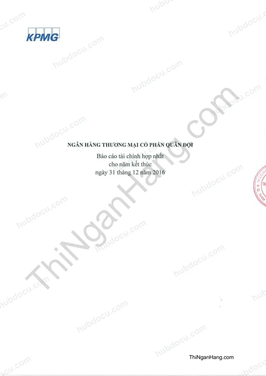 Báo cáo tài chính hợp nhất ngân hàng quân đội MBBank năm 2016