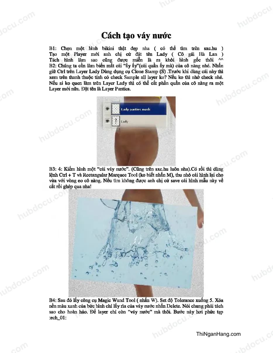 Cách tạo váy nước