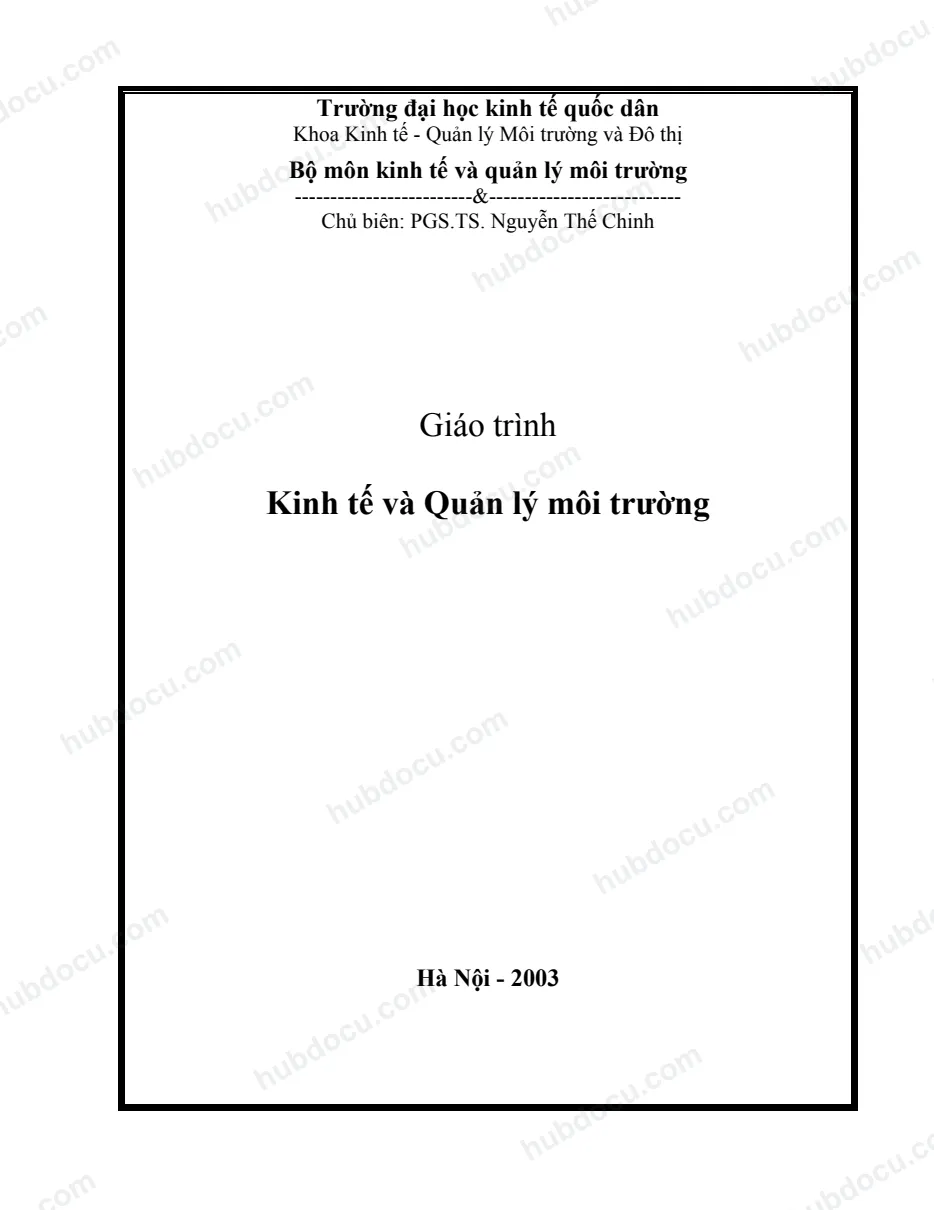 Slide Kinh tế và Quản lý môi trường - TS.Nguyễn Thế Chinh
