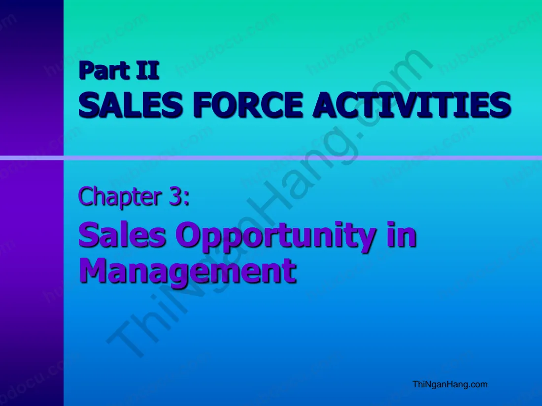 Chapter 3. Sales Opportunity in Management - Cơ hội bán hàng trong quản lý