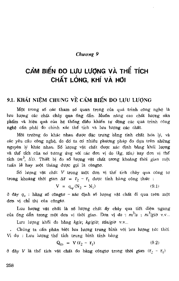 Cảm biến đo lưu lượng và thể tích chất lỏng, khí và hơi (Chương 9)
