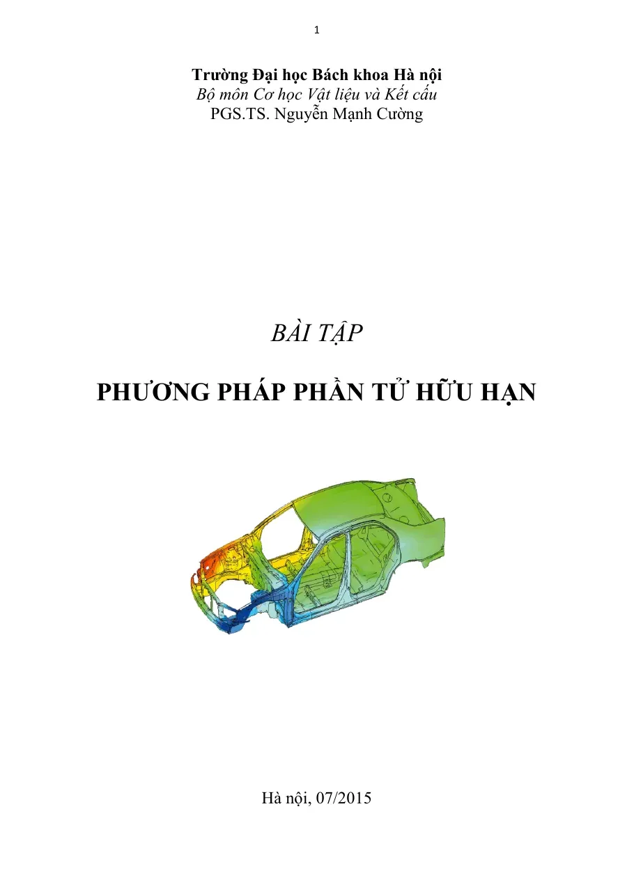 Bài tập Phần tử hữu hạn (Bài tập 1.1) (Có đáp án) - PGS.TS. Nguyễn Mạnh Cường