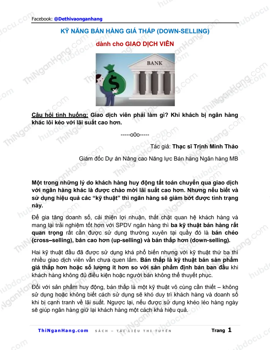 Kỹ năng bán hàng cho Giao dịch viên: Làm gì khi KH bị lôi kéo bởi lãi suất cao?