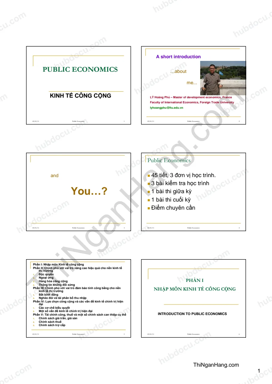 Slide Kinh tế công cộng: Nhập môn kinh tế công cộng