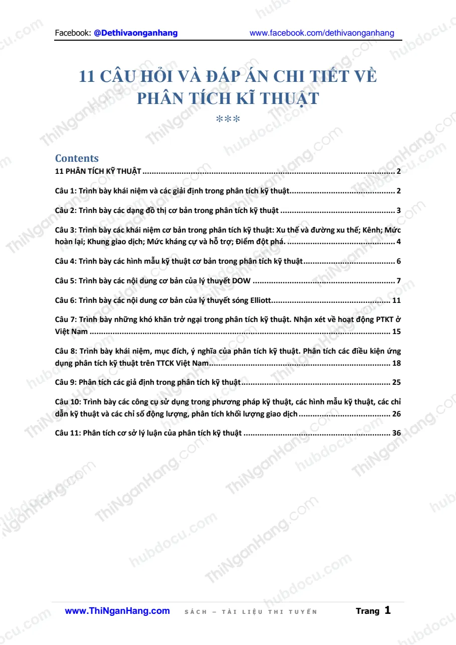 11 câu hỏi và đáp án chi tiết về Phân tích kĩ thuật
