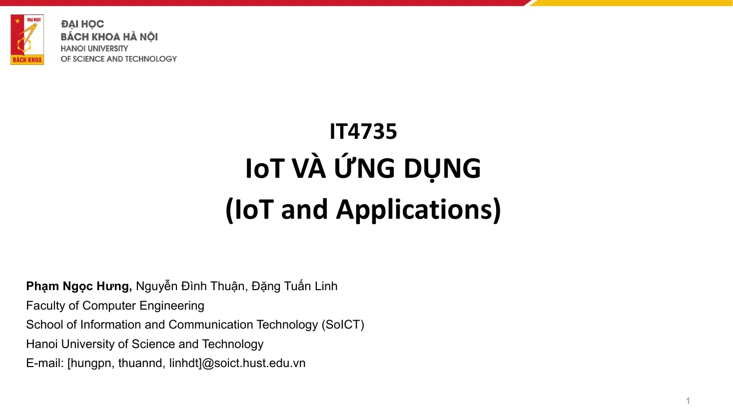 IoT và Ứng dụng (Chương 1) - Phạm Ngọc Hưng, Nguyễn Đình