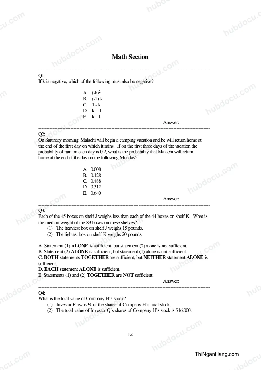 GMAT - Math Section T14 (Ôn thi FPT)