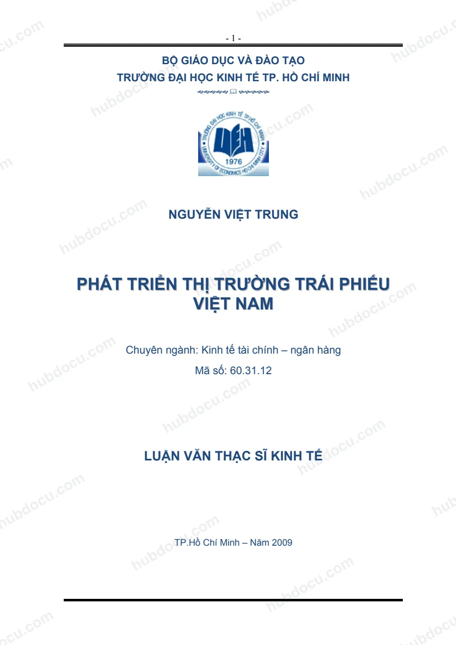 Luận văn thạc sĩ Phát triển thị trường trái phiếu Việt Nam