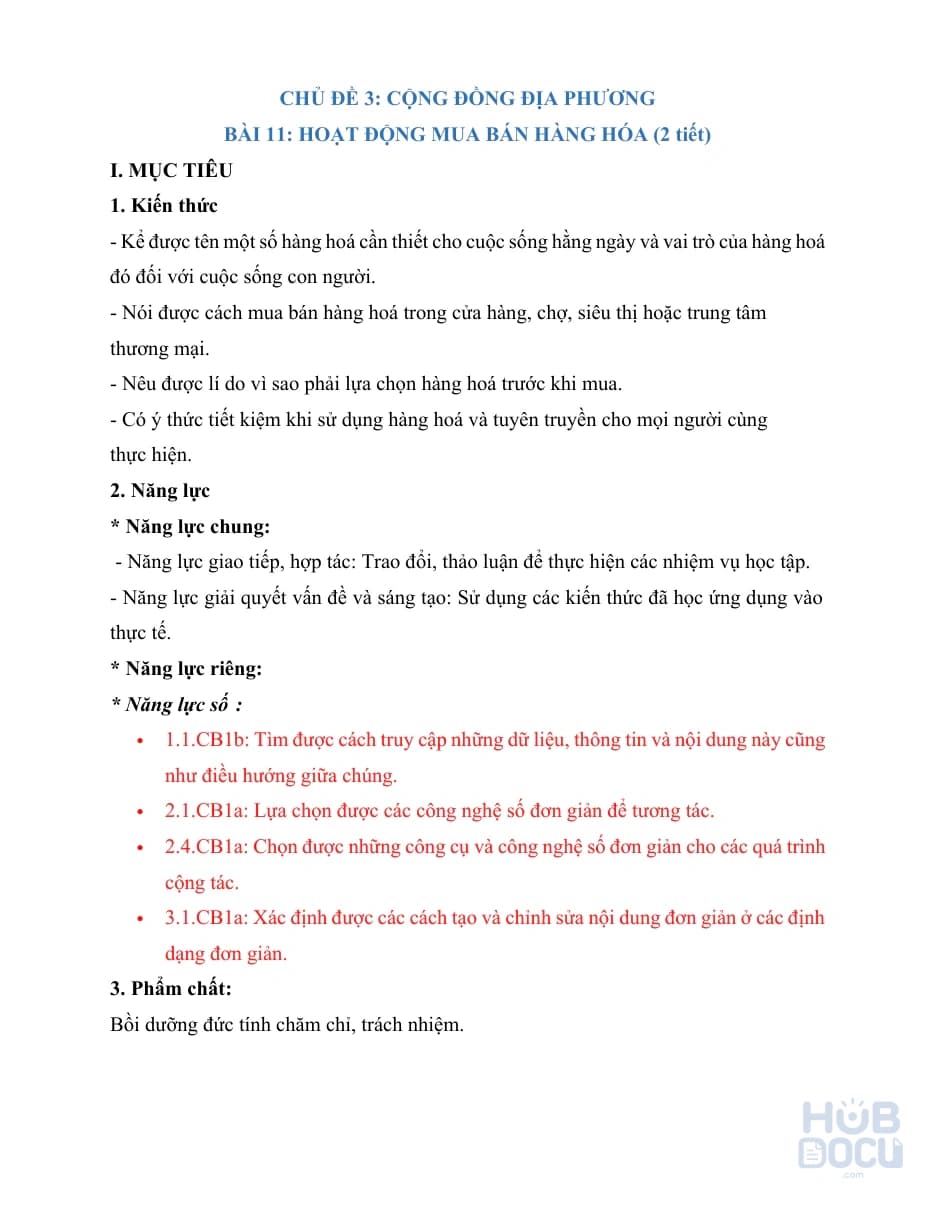 Giáo án tích hợp NLS - Bài 11.Hoạt động mua bán hàng hóa