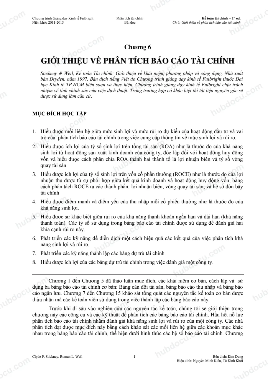 Giới thiệu về Phân tích báo cáo tài chính - Full Bright