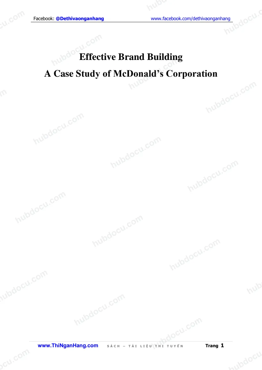 Thesis - Effective Brand Building A Case Study of McDonald’s Corporation