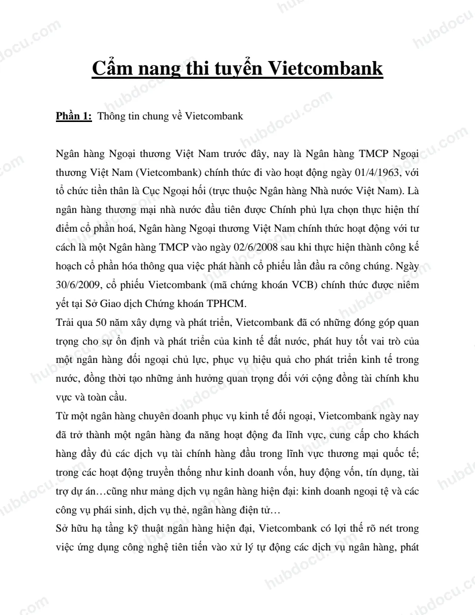 Cẩm Nang Thi Tuyển Vietcombank 2012