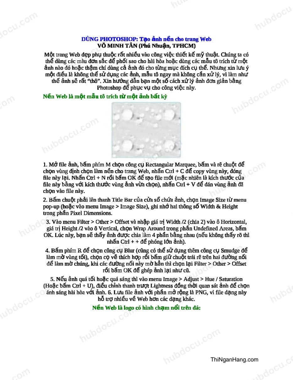 Photoshop - Tạo ảnh nền cho trang Web