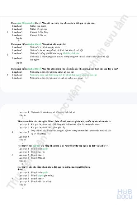 Một số câu hỏi trắc nghiệm tham khảo (P1) Pháp luật đại cương HVTC