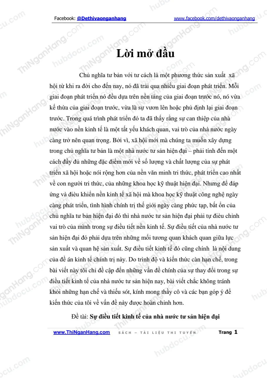 Tiểu luận: Sự điều tiết kinh tế của nhà nước tư sản hiện đại (Font VNI.Times)