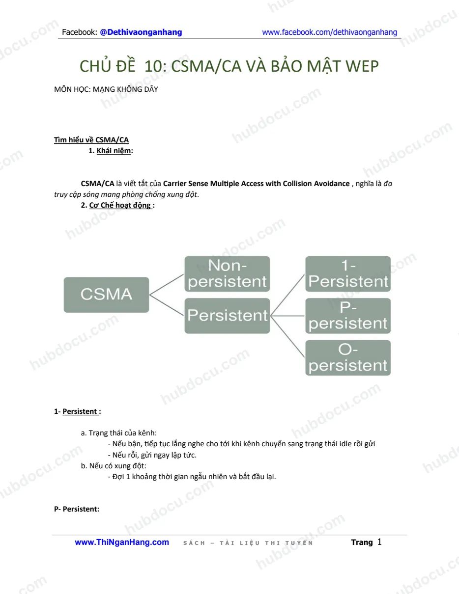 Đồ án cuối khoá Mạng không dây - Chủ đề 10. CSMA/CA và Bảo mật Web