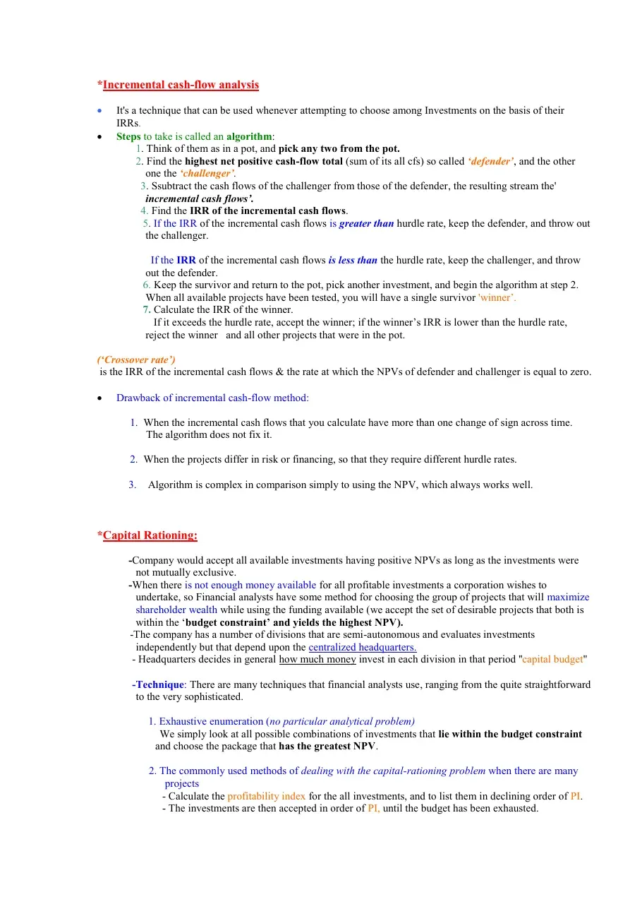 Incremental cash-flow analysis (M5-6-7) (Phân tích dòng tiền tăng thêm)